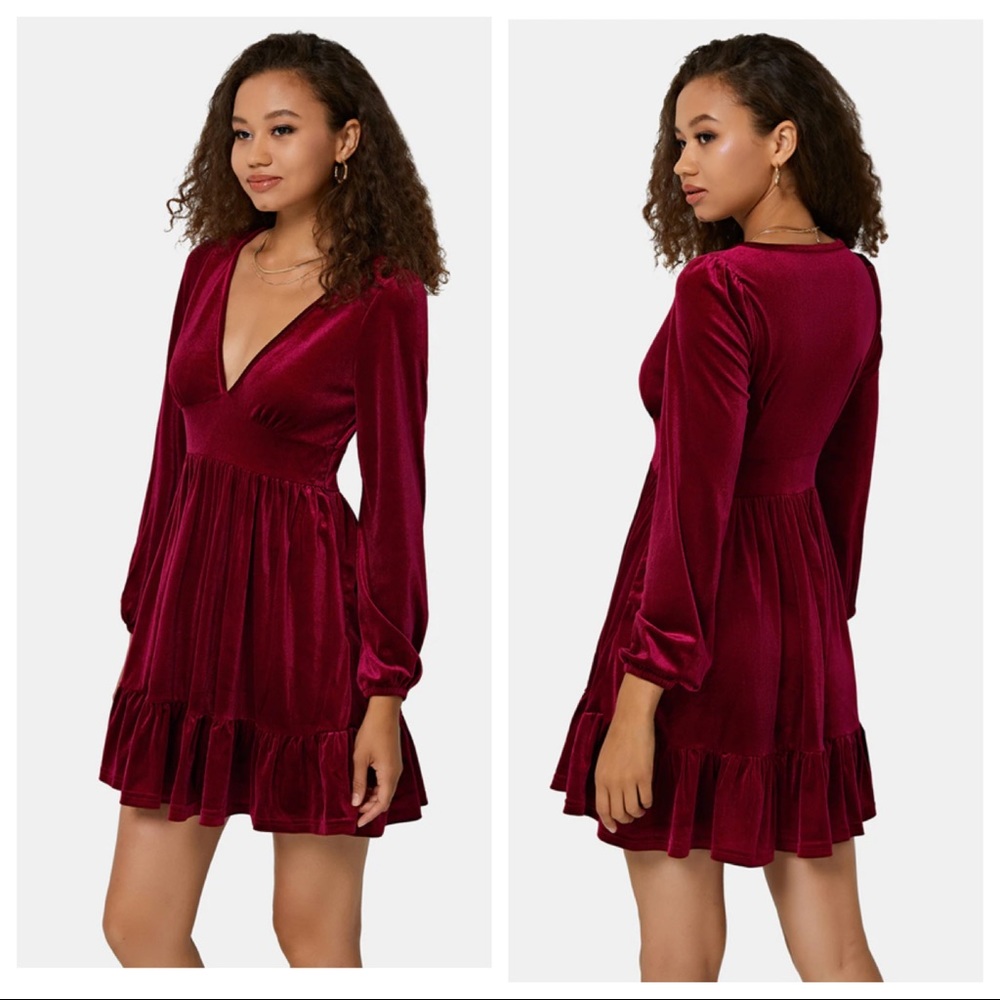 Halara Ruffle Mini Dress - Velour / Crushed Velvet